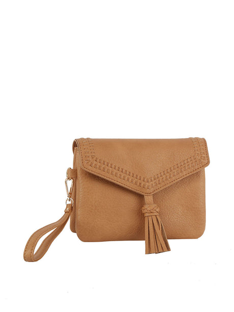 Tassel Front flap tripe comparament convertible clutch crossbody wristlet by hfstylish