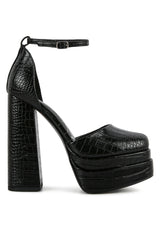 tempt me croc textured high block heel sandals by London Rag