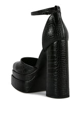 tempt me croc textured high block heel sandals by London Rag