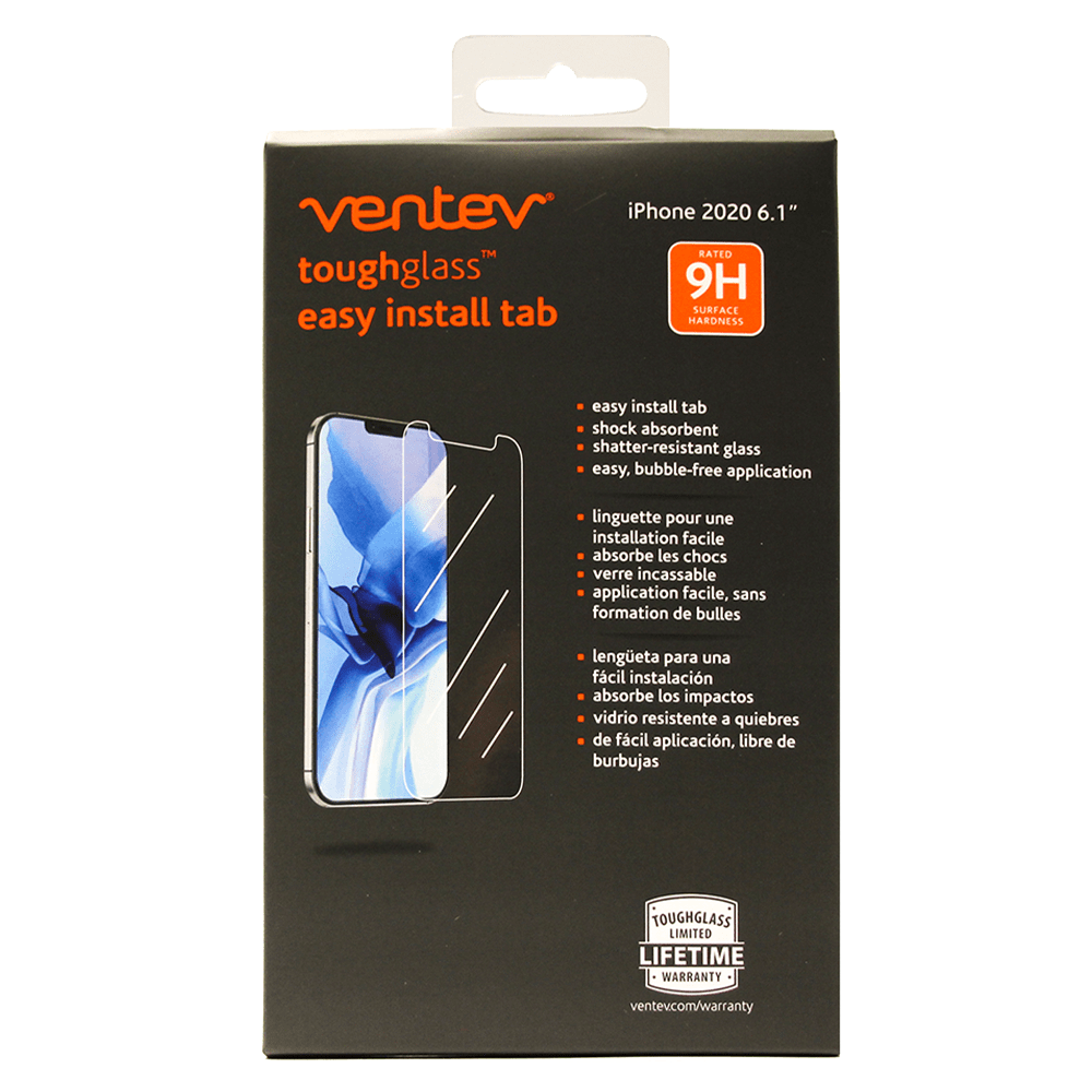 Ventev toughglass easy install tab Tempered Glass Screen Protector for iPhone 12 / 12 Pro Clear by Ventev