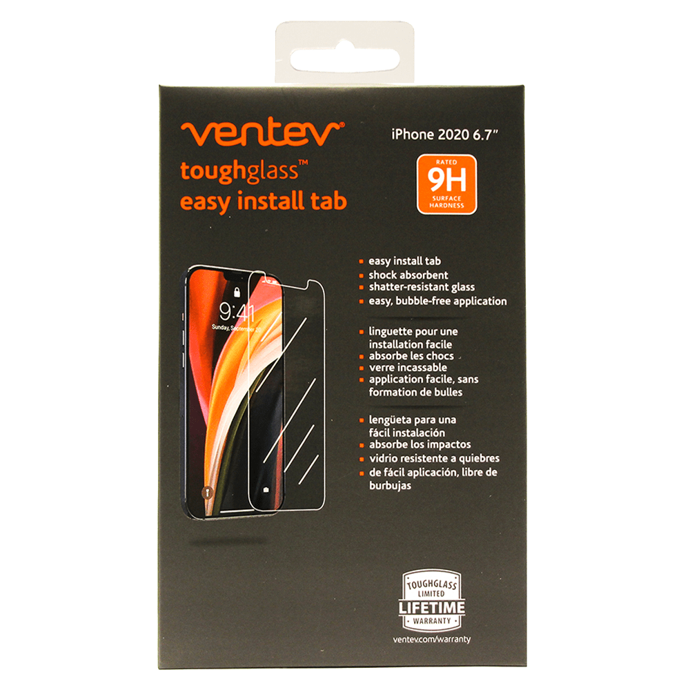 Ventev toughglass easy install tab Tempered Glass Screen Protector for Apple iPhone 12 Pro Max Clear by Ventev