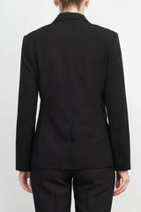 T Tahari Notched Collar Long Sleeve One Button Rayon Blazer by Curated Brands