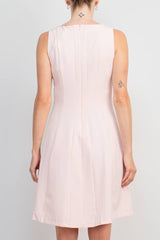 T Tahari Boat Neck Sleeveless Banded Zipper Back Fit & Flare Crepe Dress by Curated Brands