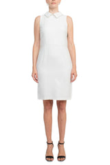 Final Sale Item: T Tahari Collared Sleeveless Tie Neck Bodycon Zipper Back Solid Crepe Dress by Curated Brands