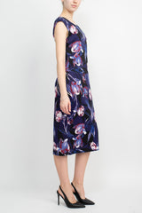 Connected Apparel Scoop Neck Sleeveless Zipper Back Floral Print Scuba Dress by Curated Brands