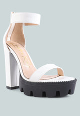 rattle chunky high block heel sandals by London Rag