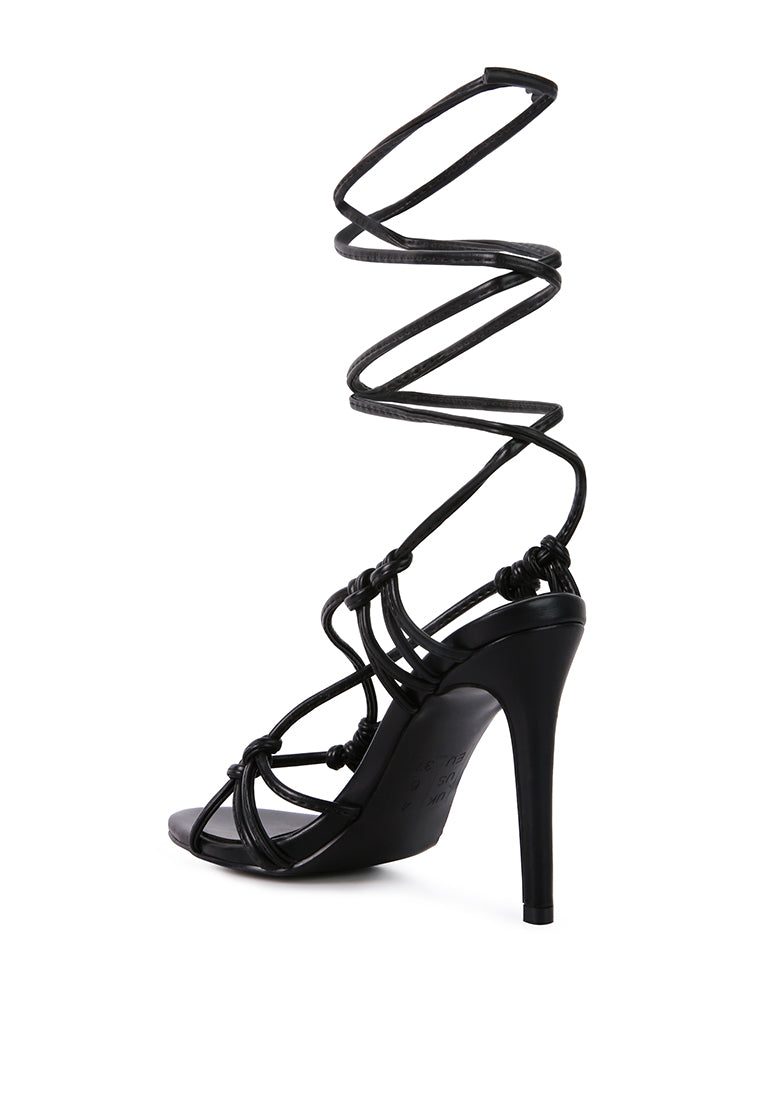 trixy knot lace up high heel sandal by London Rag