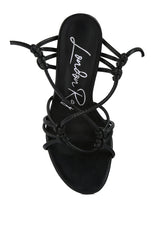 trixy knot lace up high heel sandal by London Rag