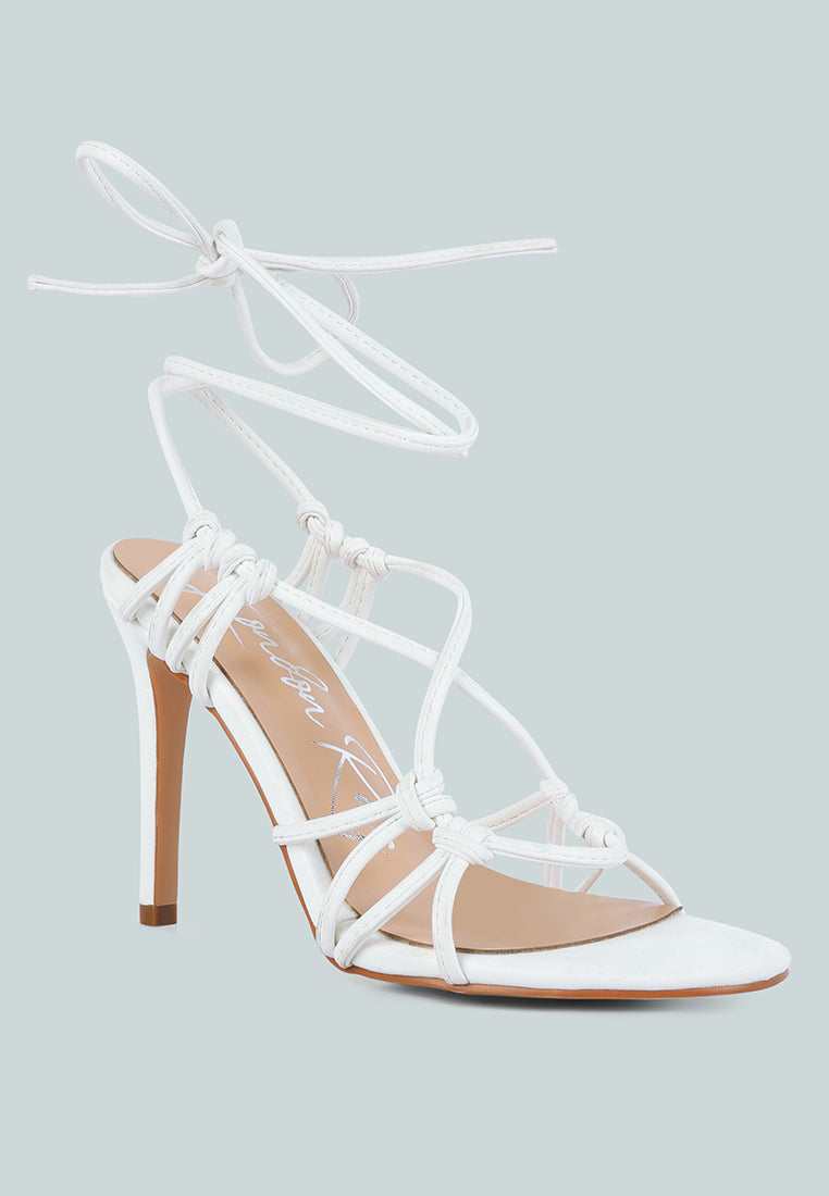 trixy knot lace up high heel sandal by London Rag