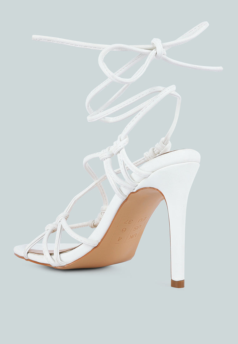 trixy knot lace up high heel sandal by London Rag