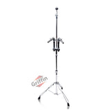 Double Tom Drum Stand with Cymbal Arm by GRIFFIN - Drummers Percussion Set Hardware with Dual Drum Mounts - Tom Holder with Double Braced Legs by GeekStands.com