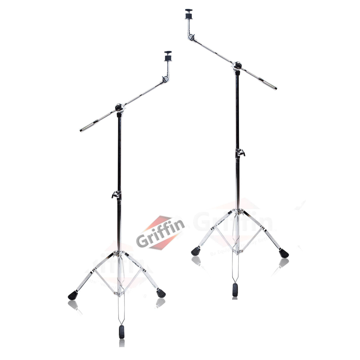 Cymbal Stand With Boom Arm by GRIFFIN (Pack of 2) | Drum Percussion Gear Hardware Set with Double Braced Legs | Counterweight Adapter for Mounting Heavy Duty Crash, Ride, Splash Cymbals For Drummers by GeekStands.com