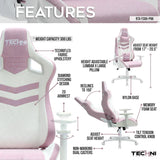 Techni Sport TS86 Ergonomic Pastel Gaming Chair, Pink by Level Up Desks