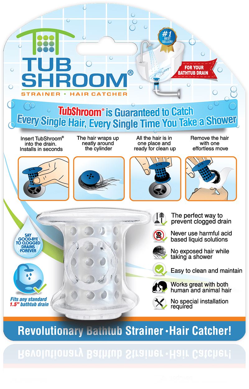 TubShroom (Clear) The Hair Catcher That Prevents Clogged Tub Drains by TubShroom.com