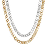 TWO-TONED DOUBLE CURB CHAIN NECKLACE by eklexic jewelry