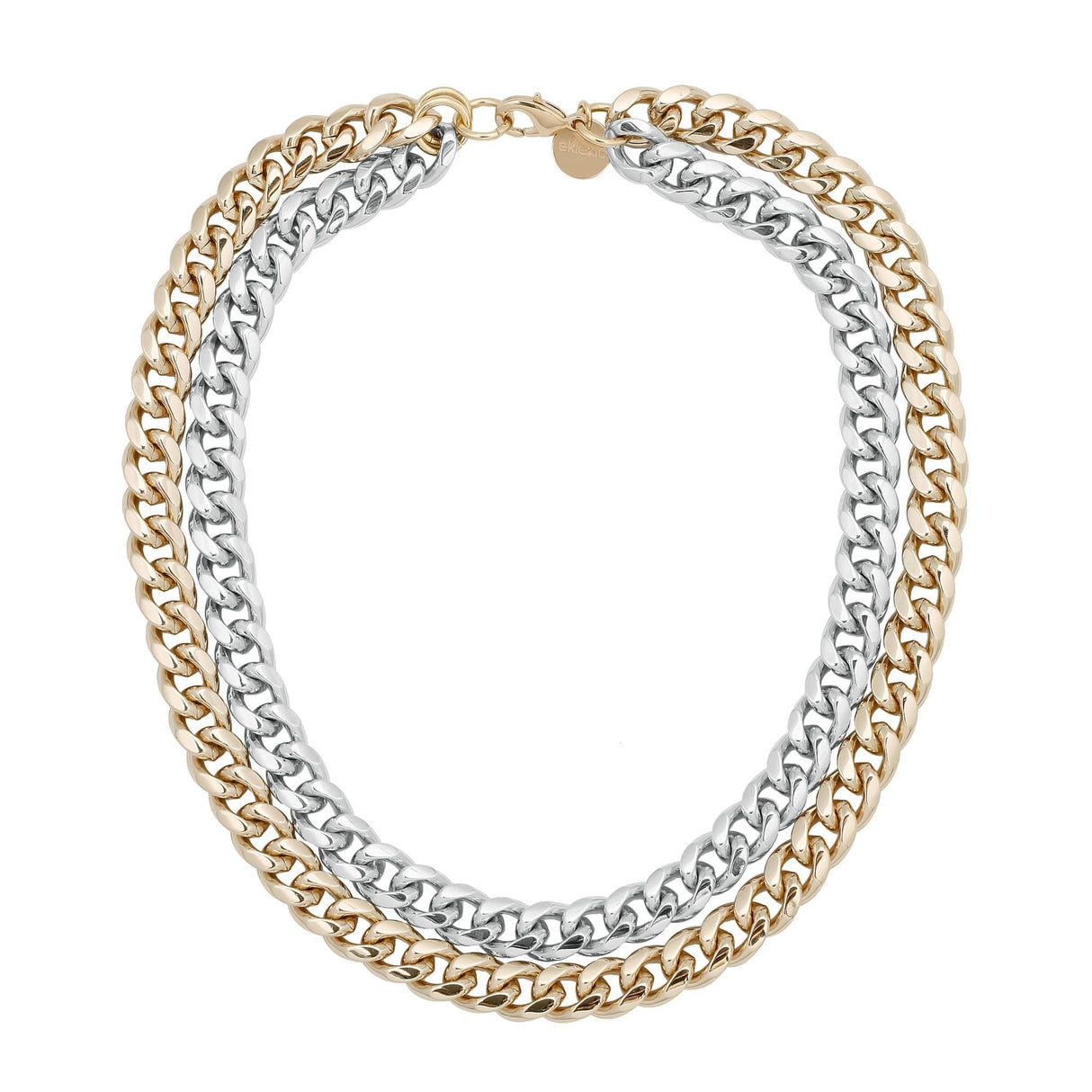 TWO-TONED DOUBLE CURB CHAIN NECKLACE by eklexic jewelry