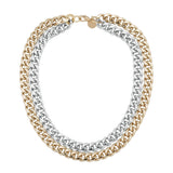 TWO-TONED DOUBLE CURB CHAIN NECKLACE by eklexic jewelry