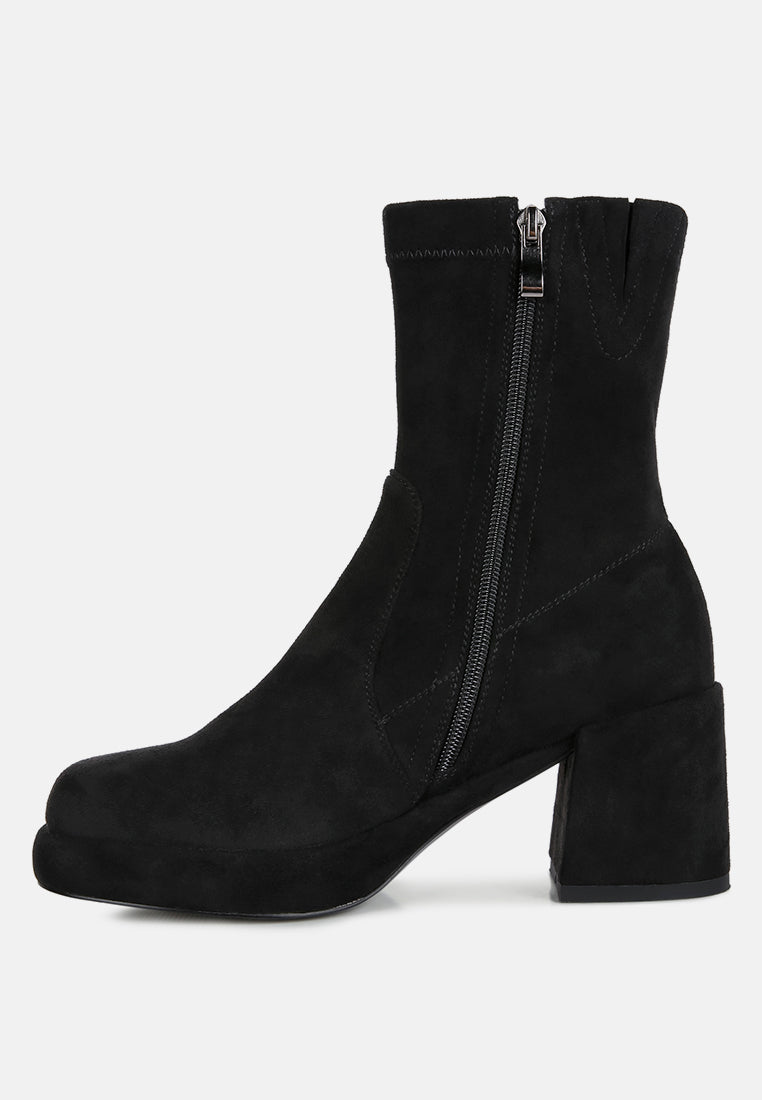 two-cubes suede platform ankle boots by London Rag