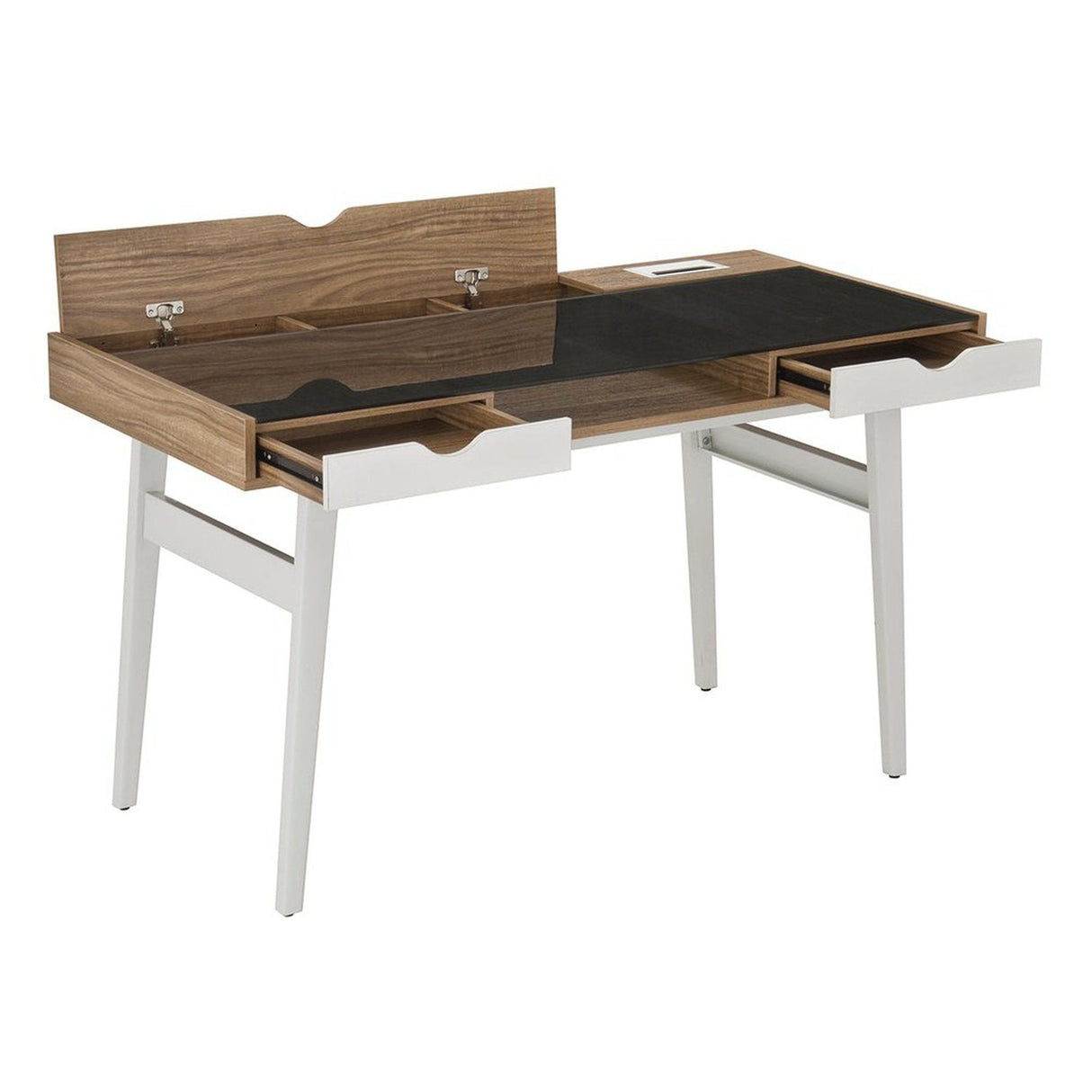 Techni Mobili Compact Computer Desk with Multiple Storage, Walnut by Level Up Desks