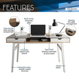 Techni Mobili Compact Computer Desk with Multiple Storage, Walnut by Level Up Desks