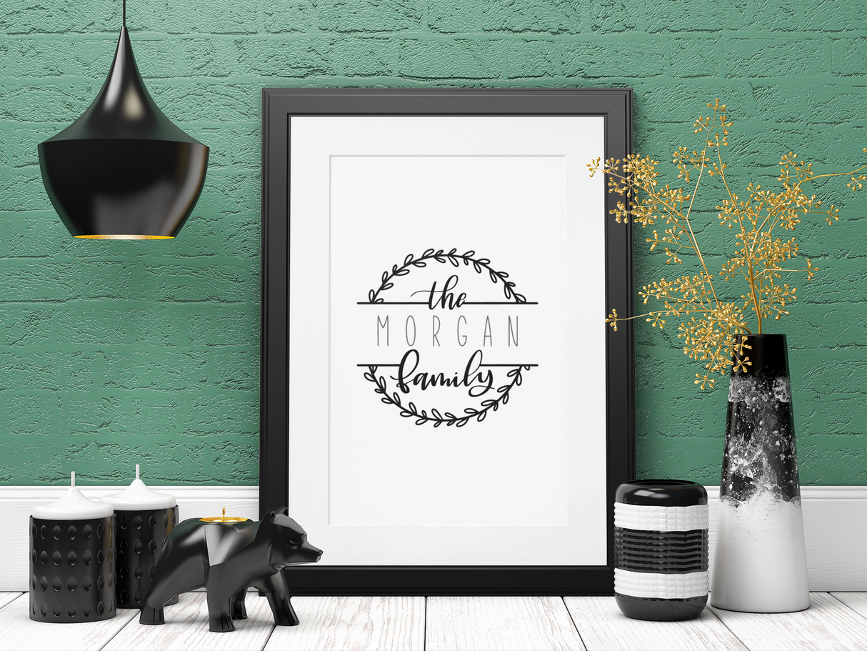 The Surname Family Wreath 2022 Simple Home Wall Decor Print by WinsterCreations™ Official Store