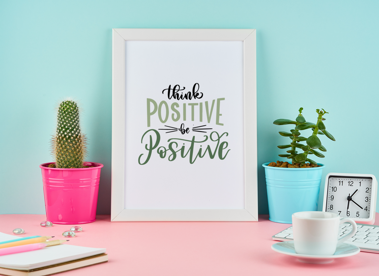 Think Positive Be Positive Motivational Inspiration Wall Decor Quote Print by WinsterCreations™ Official Store