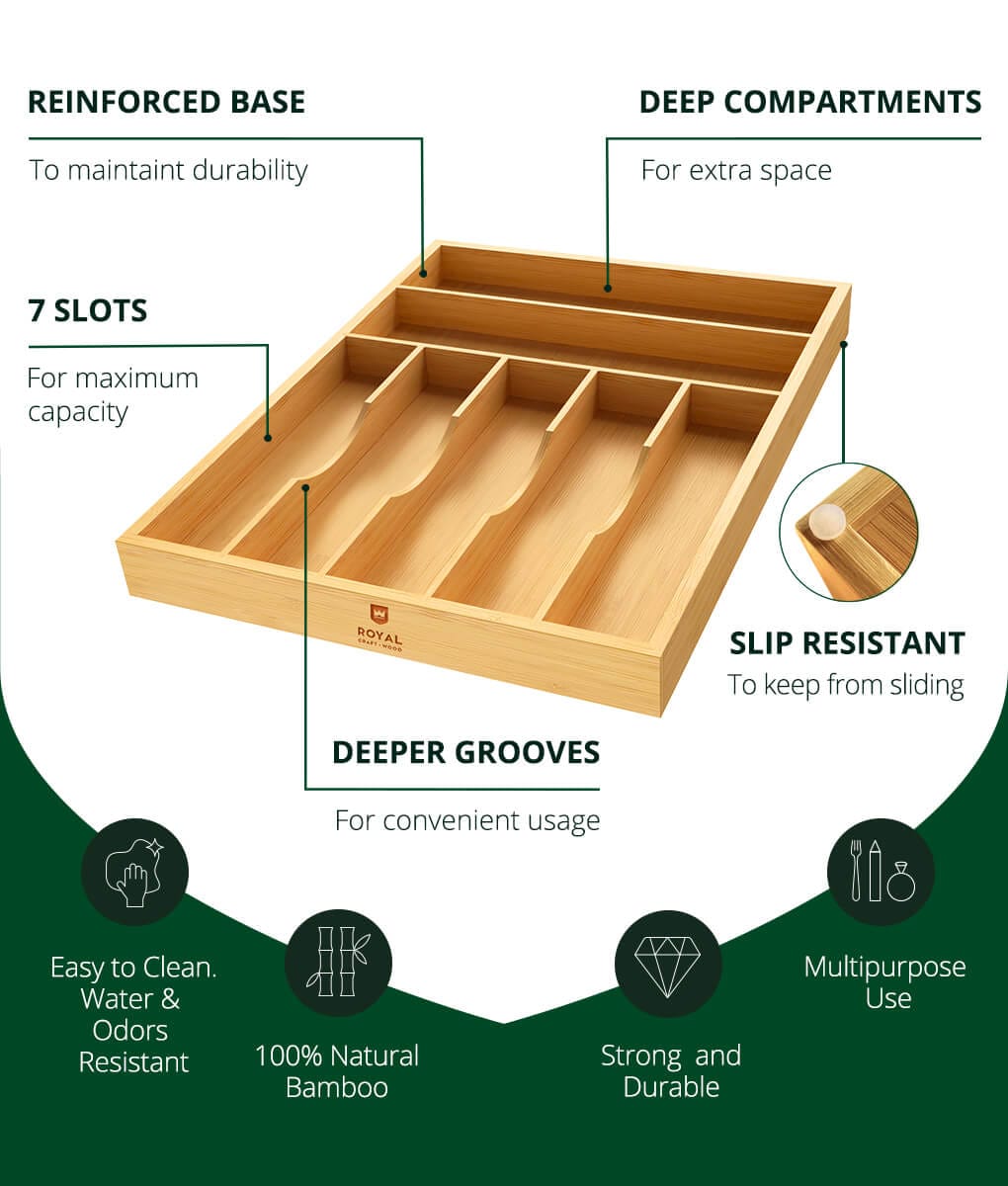 Silverware tray 7 Slots by Royal Craft Wood