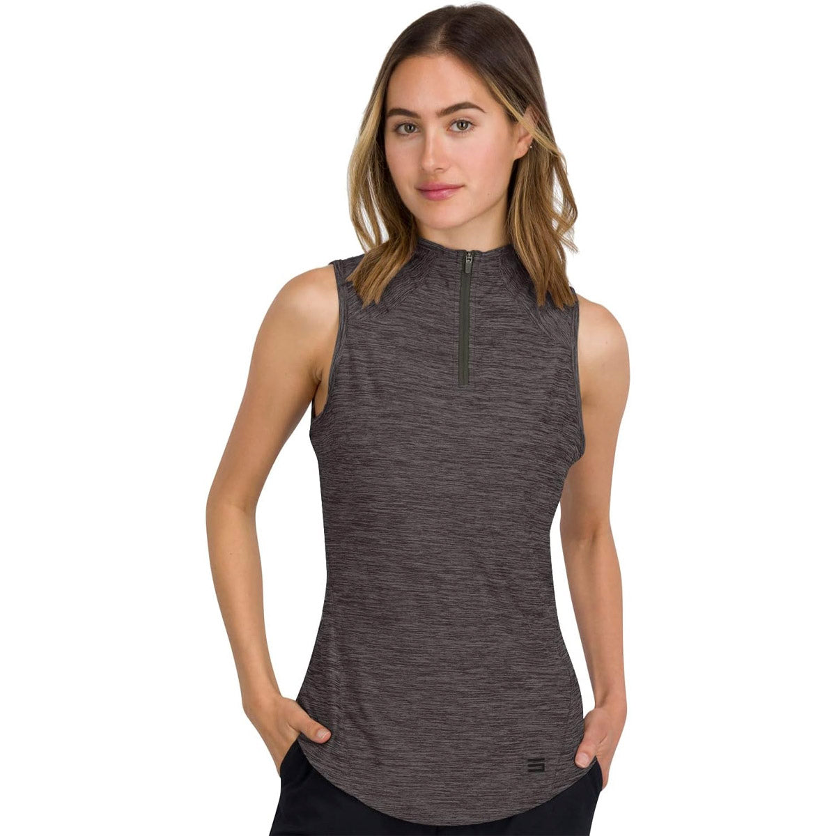 Three Sixty Six Women's Sleeveless Mock Neck Golf Polo by PROOZY