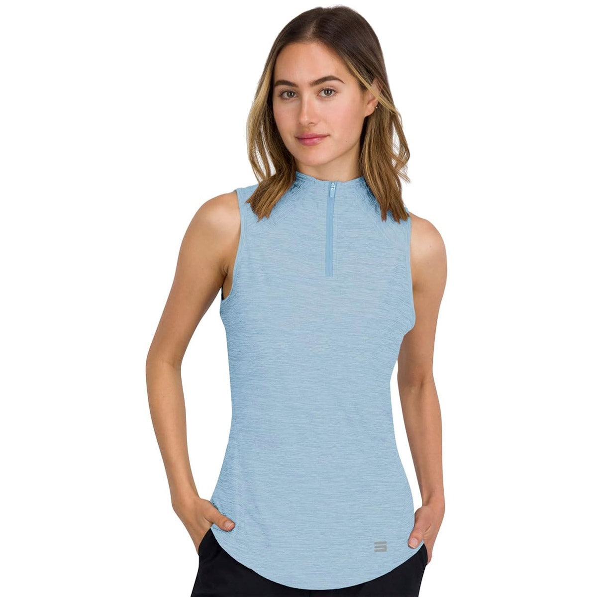 Three Sixty Six Women's Sleeveless Mock Neck Golf Polo by PROOZY