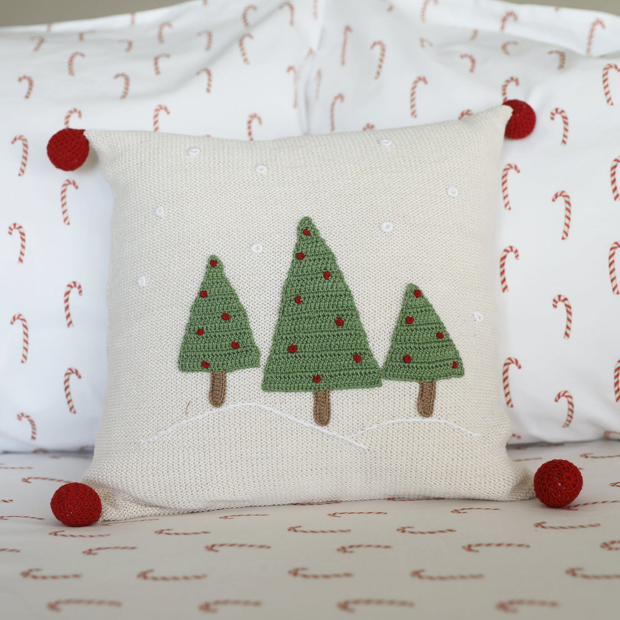 Three Tree 12" Pillow, Ecru by Melange Collection