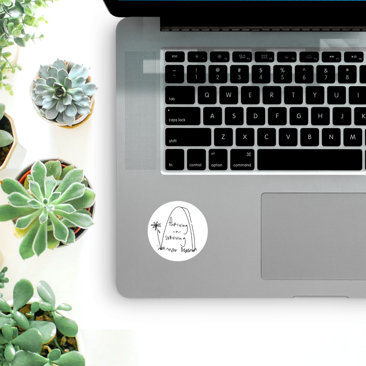 Thriving -n- Surviving Round Sticker | Durable Vinyl for Laptop, Car, Bike, Etc. by The Bullish Store