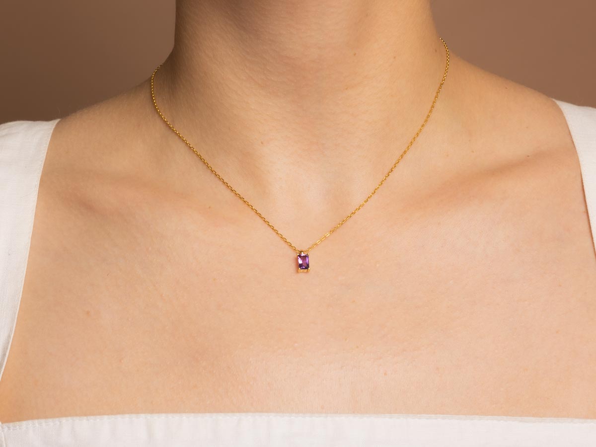 Birthstone Necklace - February by Little Sky Stone