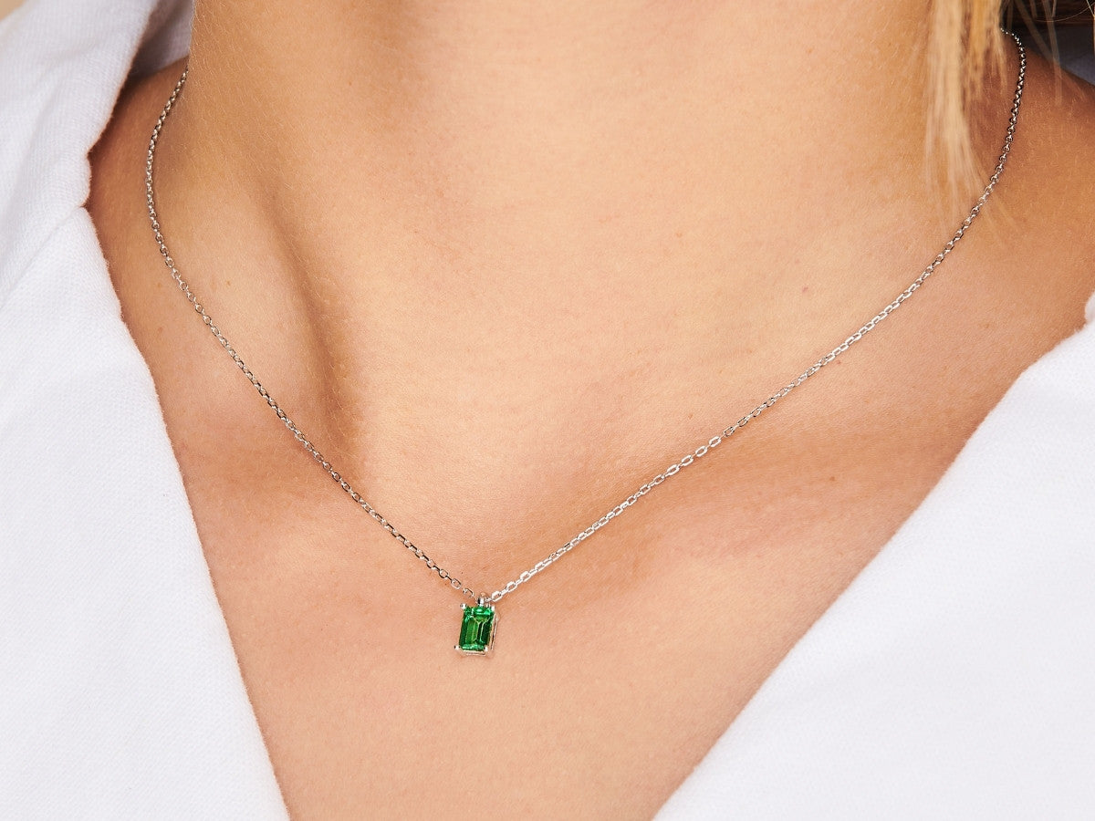 Birthstone Silver Necklace - May by Little Sky Stone