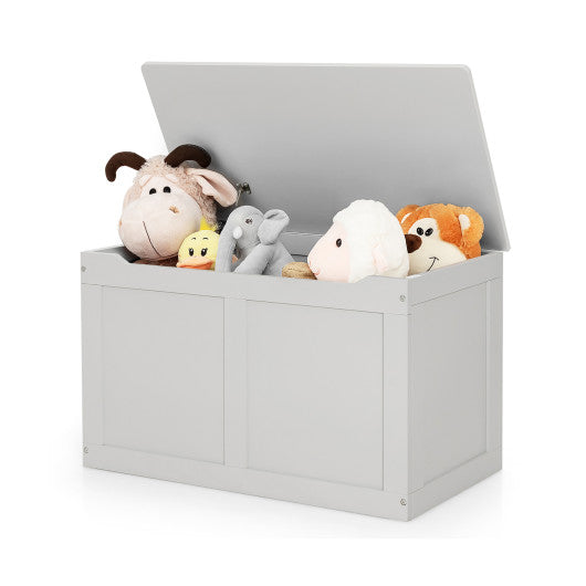 Safety Hinge Wooden Chest Organizer Toy Storage Box-Gray