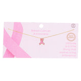 Gold Dipped Enamel Pink Ribbon Pendant Necklace by Madeline Love