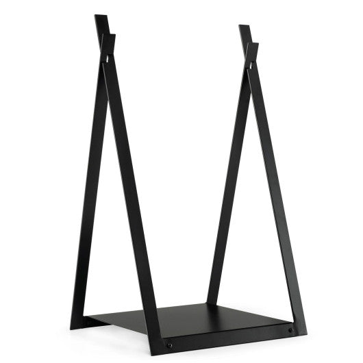 Triangle Firewood Rack with Raised Base for Fireplace Fire Pit-Black