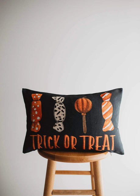 Trick or Treat Candy Pillow Cover | Halloween Pillow Covers | Fall Decor | Room Decor | Decorative Pillows | Gift for her | Sofa Pillows by UniikPillows - Vysn