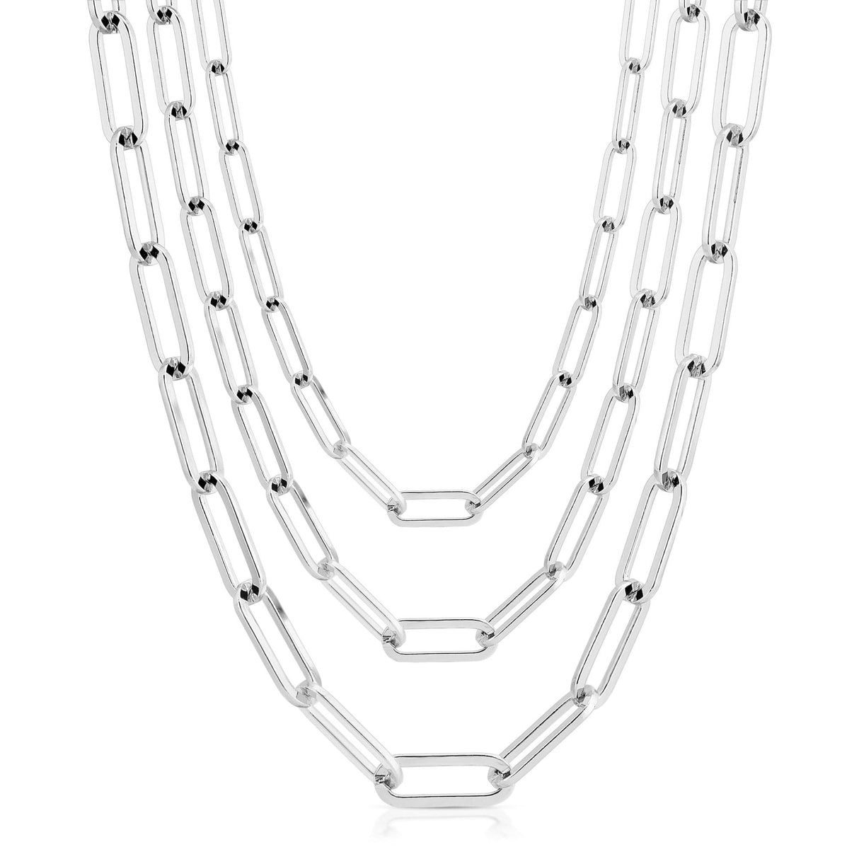 Triple Large Elongated Link Chain Necklace by eklexic jewelry