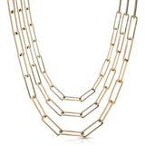 Triple Large Rectangle Link Chain Necklace by eklexic jewelry