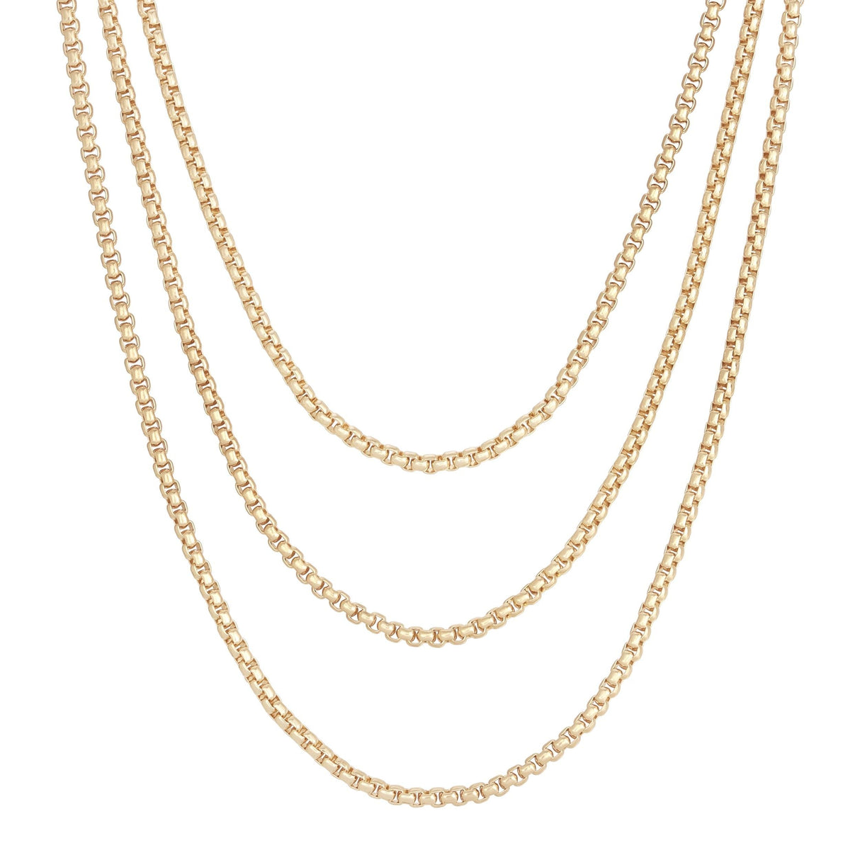 Triple Layer Thin Luciana Box Chain Necklace by eklexic jewelry