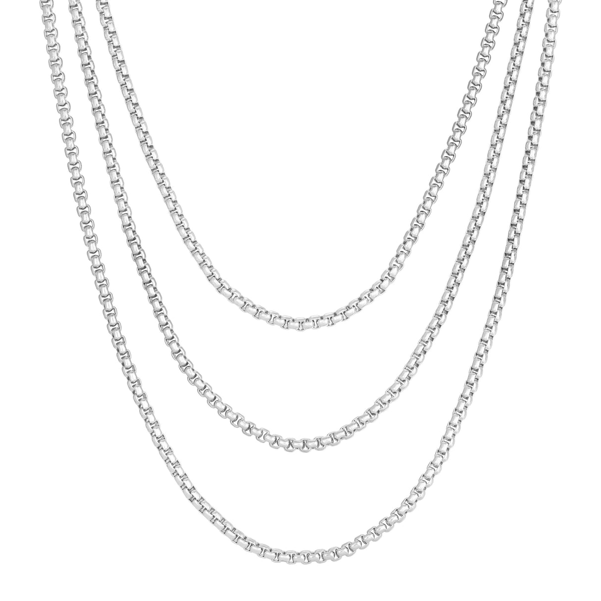 Triple Layer Thin Luciana Box Chain Necklace by eklexic jewelry