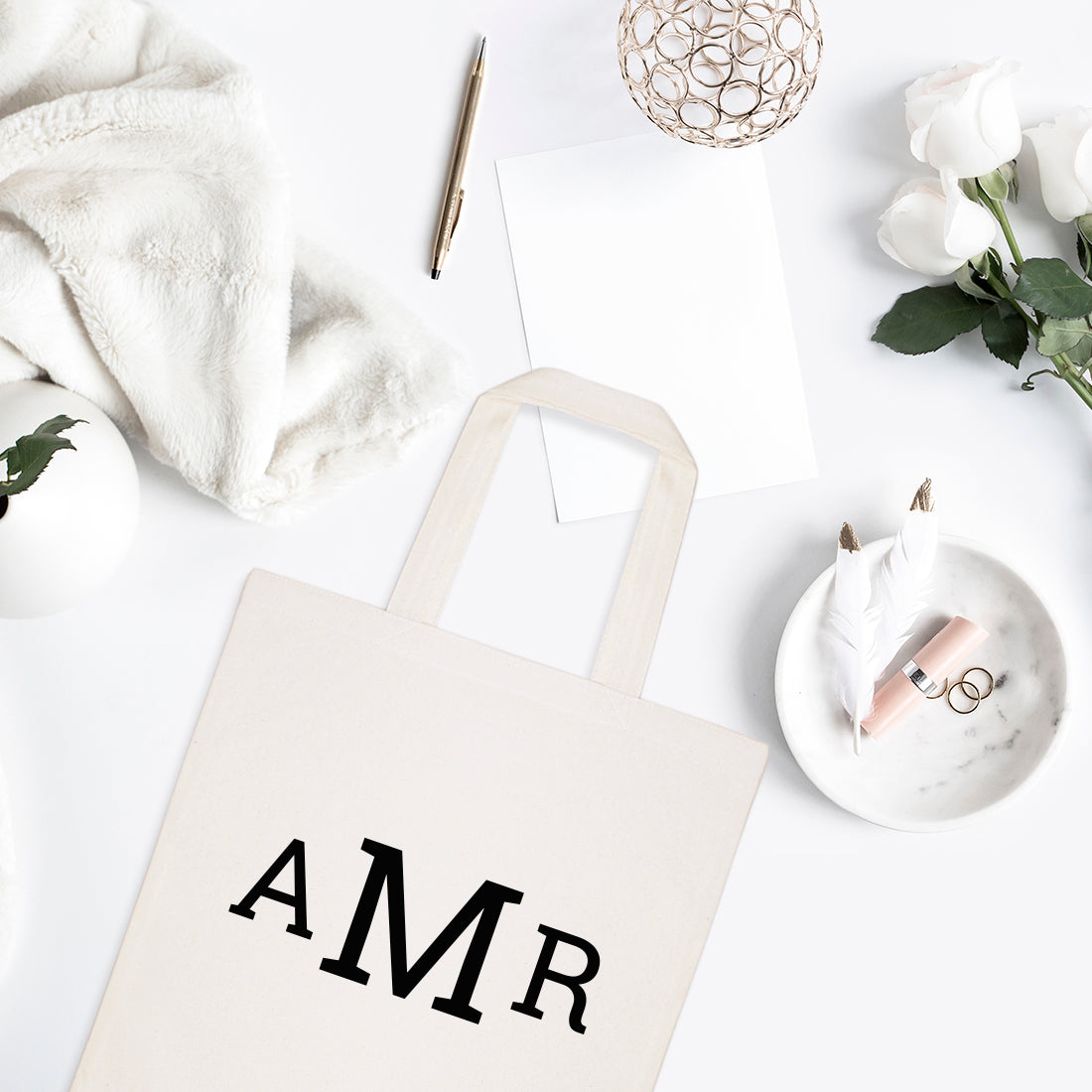 Personalized Triple Monogram Cotton Canvas Tote Bag by The Cotton & Canvas Co.