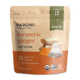 Organic Turmeric Ginger Green Tea, Full Leaf, in Pyramid Tea Bags by Paromi Tea