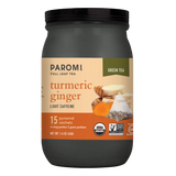 Organic Turmeric Ginger Green Tea, Full Leaf, in Pyramid Tea Bags by Paromi Tea