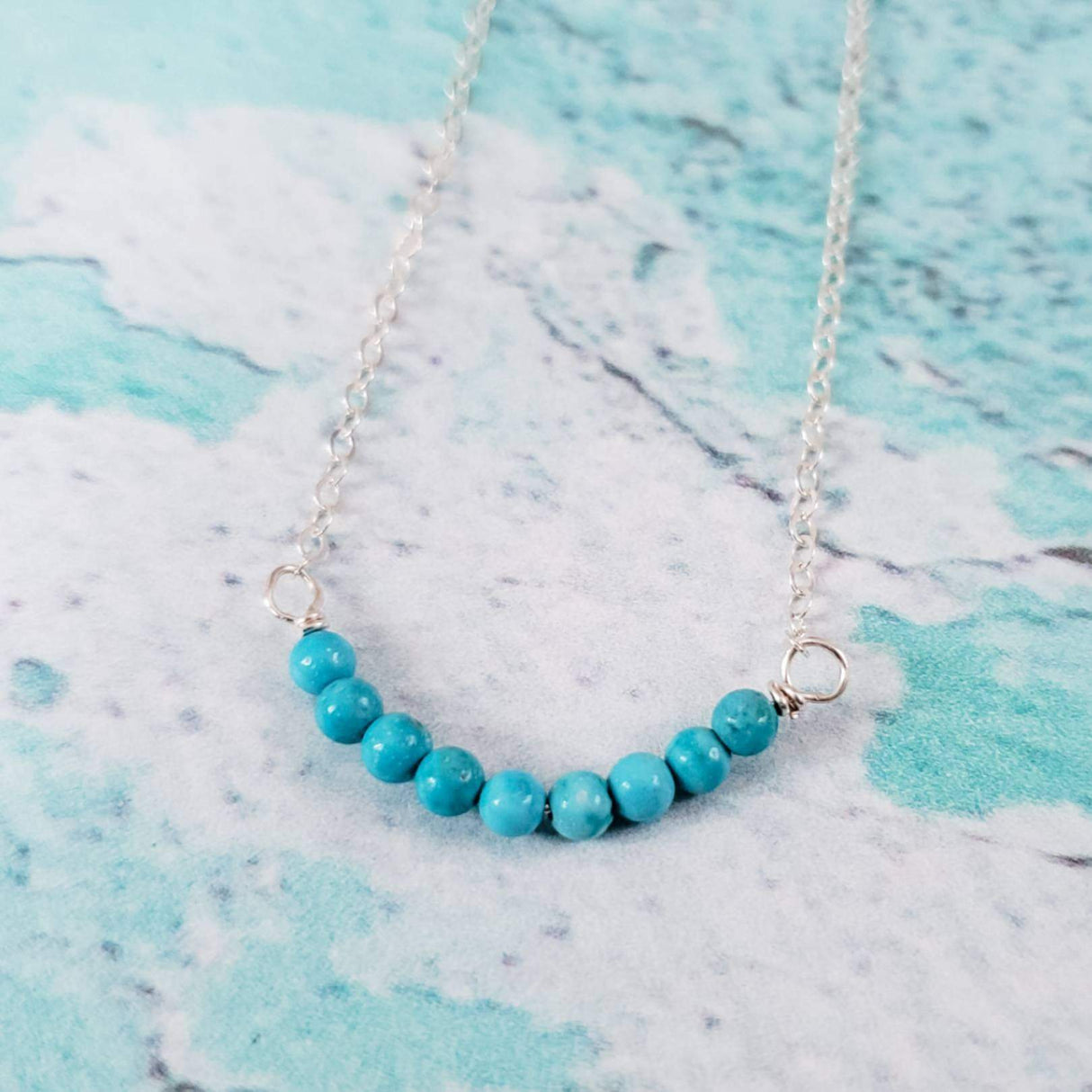 Turquoise Blue Howlite Bar Necklace by Salt and Sparkle