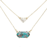 Heart Hexagon Bead Pendant Double Layered Necklace by Madeline Love