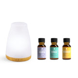 Pursonic Aromatherapy 2 in 1 USB Diffuser & Essential Oil Set-Ultrasonic Top 3 Oils-300ml with 2 Mist Settings 7 Ambient Light Settings by Pursonic