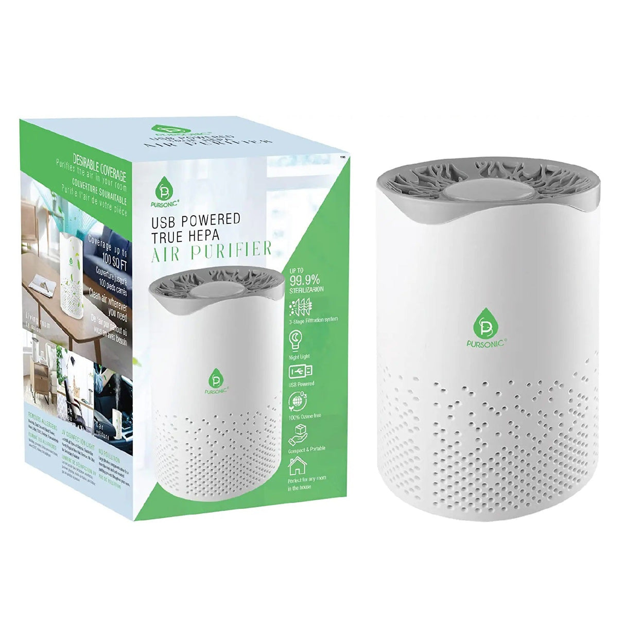 USB Powered True HEPA Air Purifier by Pursonic