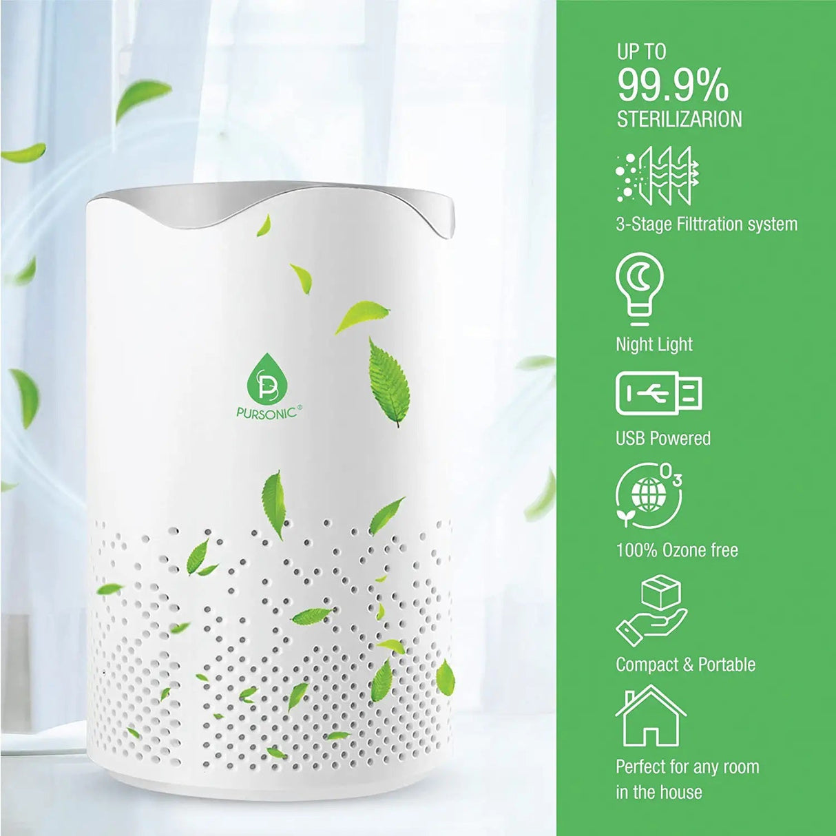 USB Powered True HEPA Air Purifier by Pursonic