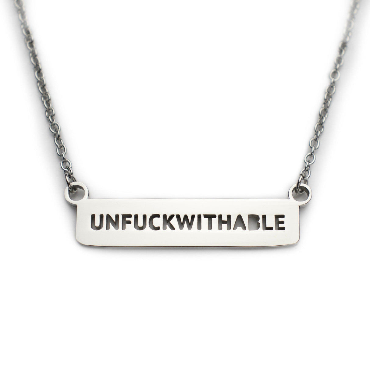 Unfuckwithable Dainty Stainless Steel Bar Necklace in Silver by The Bullish Store